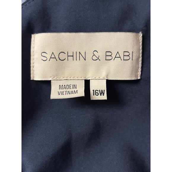 Sachin & Babi One Shoulder Chelsea Gown Dress Plus Size 16W Navy Venetia Petal - Picture 6 of 7